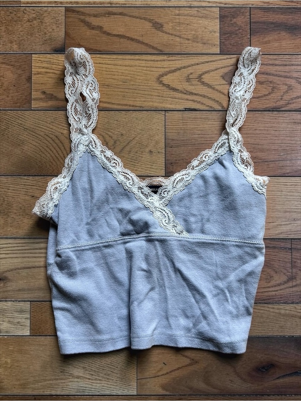 Brandy Melville Light Blue Lace Trim Cami Tank Top One Size